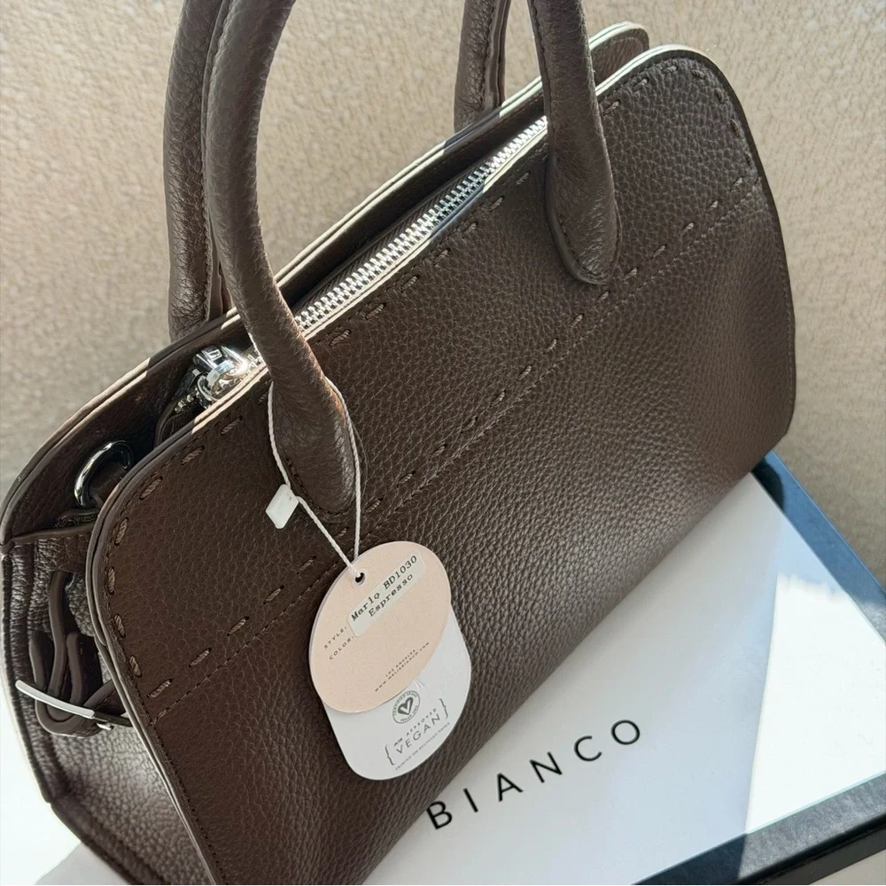 Melie Bianco Marlo Espresso Recycled Vegan Top Handle Bag(new in a box with tag) - Picture 7 of 14